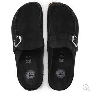Birkenstock Buckley Black Suede Clogs Size 38 L7 M5